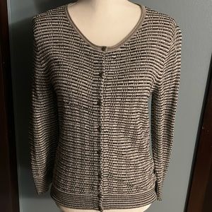 NWOT LOFT Black, Silver, and White Cardigan 3/4 Length Sleeves Size Small